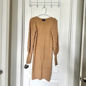Express Camel/Tan Long Sleeve Knit Dress